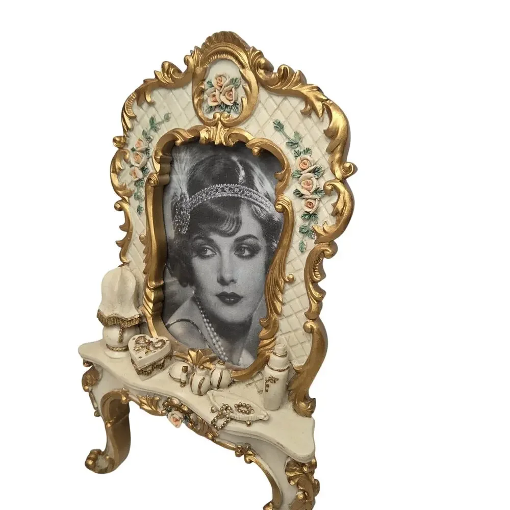 Vintage Vanity Picture Frame with Mini Lamp & Perfume – 3x5 - Picture 8 of 10